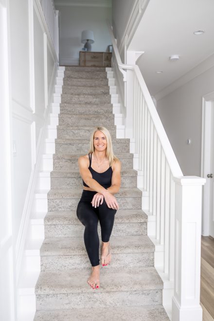 Fraser Valley fitness coach candid branding portrait in private home